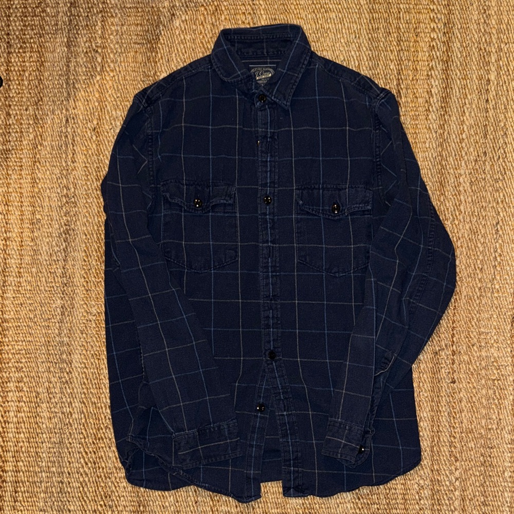 J. Crew Blue Checkered Flannel Shirt